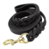 Braided Genuine Flat Leather Leash - Black