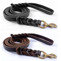 Braided Genuine Flat Leather Leash